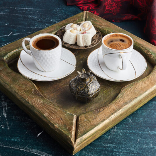 A cup of coffee with lokum